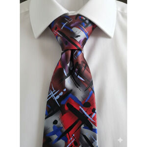 J. Garcia Collection Sixty 60 Northern Lights red silver purple tie - 58.5"